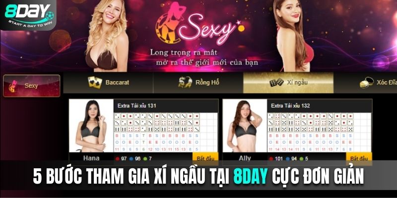 5 bước tham gia xí ngầu 8DAY cực đơn giản