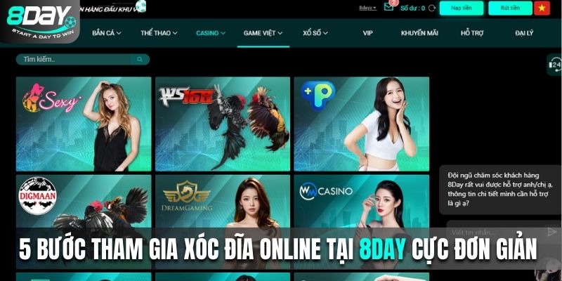 5 bước tham gia xóc đĩa online tại 8Day cực đơn giản 