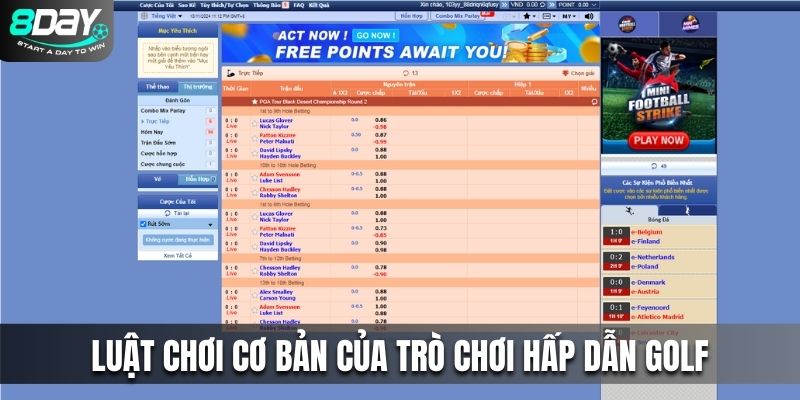 Luật chơi cơ bản của trò chơi hấp dẫn golf