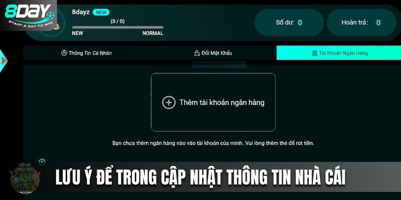 Lưu ý để trong cập nhật thông tin nhà cái