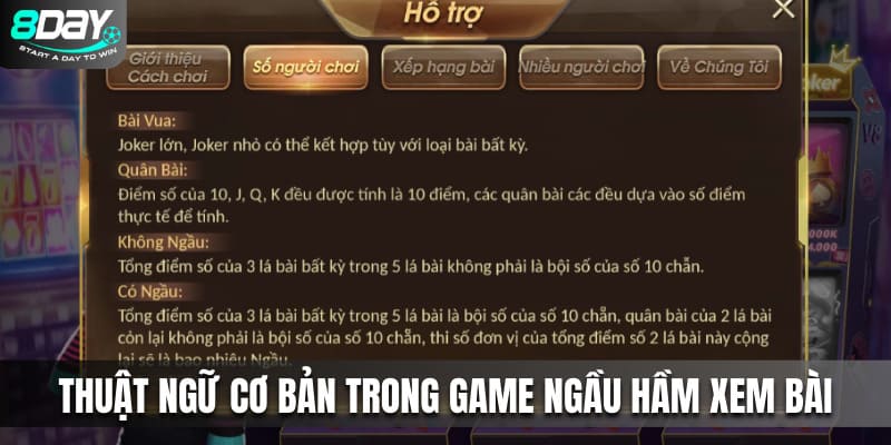 Thuật ngữ cơ bản trong game Ngầu hầm xem bài