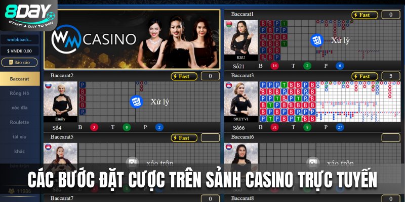 Các bước đặt cược trên sảnh casino trực tuyến