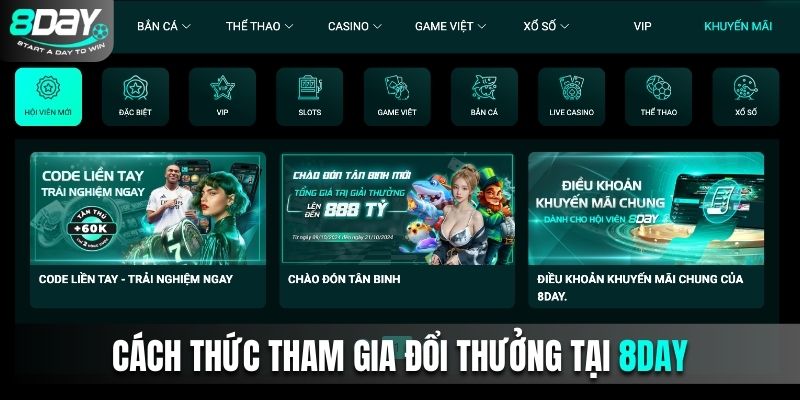 Các bước tham gia đổi thưởng tại sân chơi 