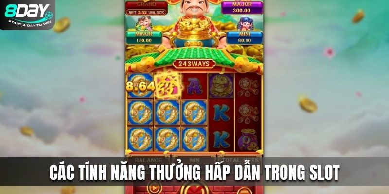 Các tính năng thưởng thú vị trong slot