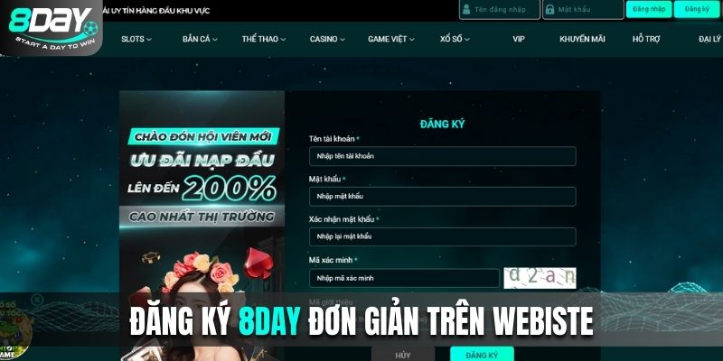 Đăng ký tài khoản đơn giản trên website