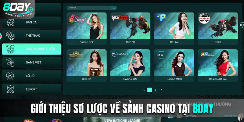 Giới thiệu sơ lược về sảnh casino tại 8Day