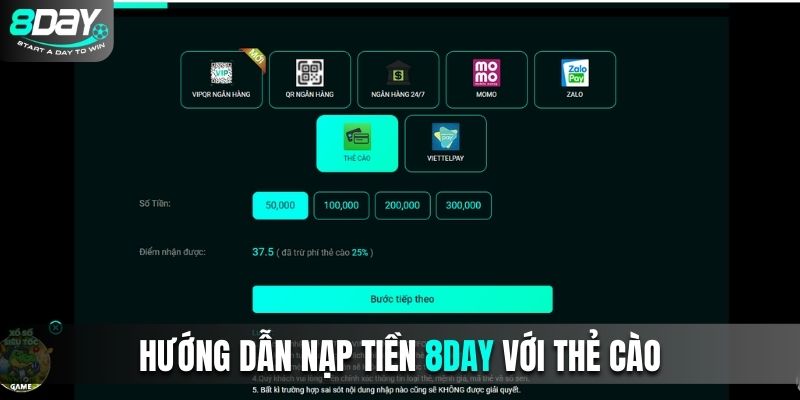 Hướng dẫn nạp tiền với thẻ cào