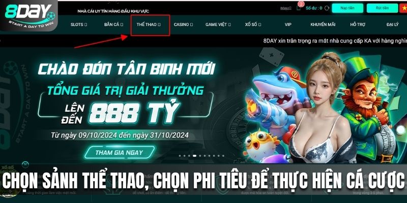 Lựa chọn sảnh thể thao và chọn môn phi tiêu để thực hiện cá cược