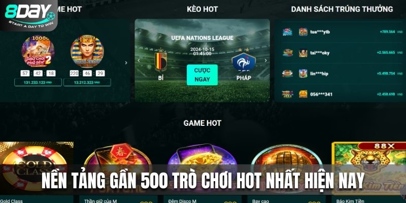 Gần 500 trò chơi hot nhất hiện nay có mặt trên 8DAY