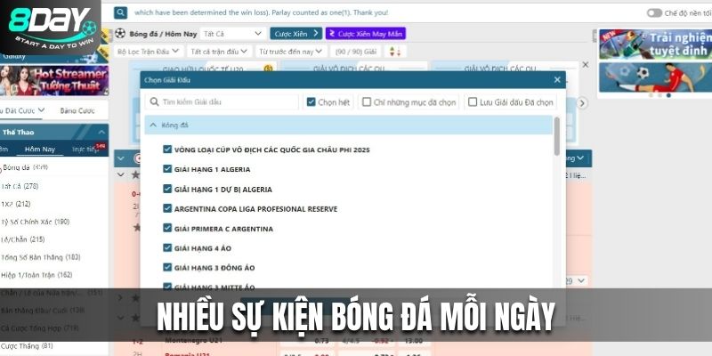 Nhiều sự kiện bóng đá mỗi ngày
