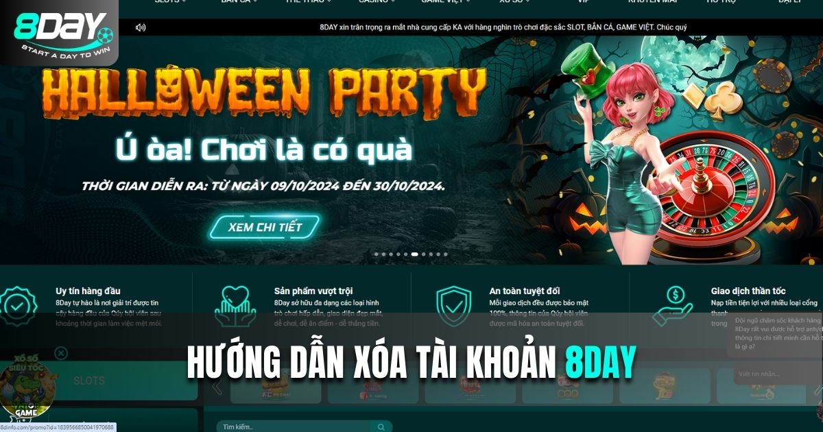 xóa tài khoản 8DAY